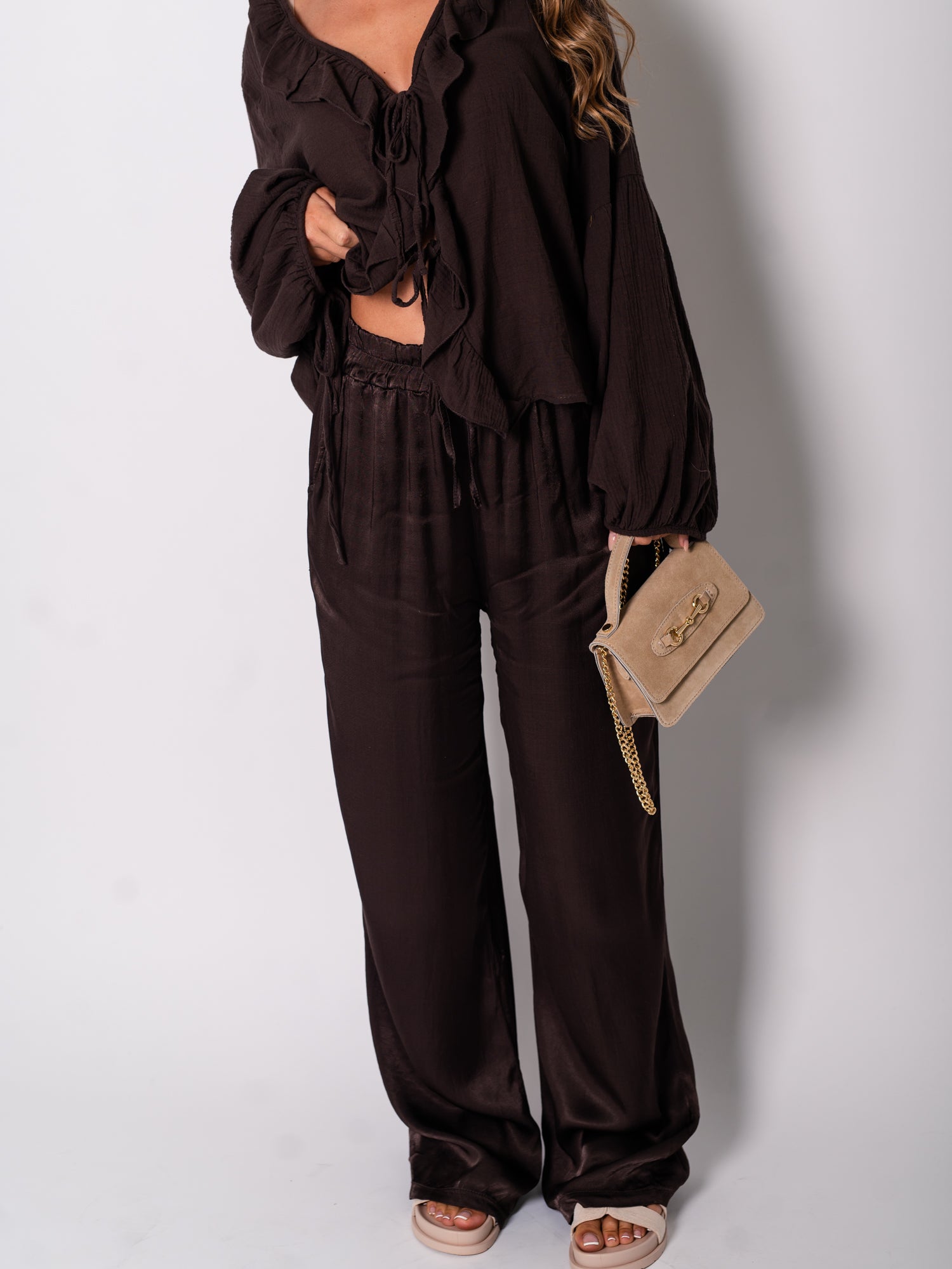 Ella Seiden Hose - Dunkelbraun