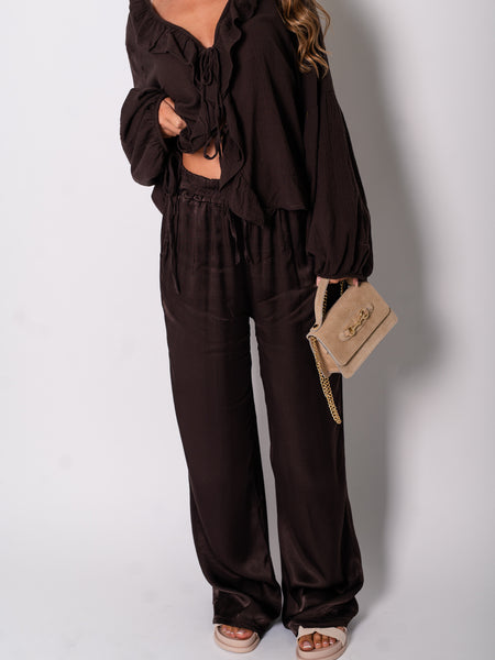Ella Seiden Hose - Dunkelbraun