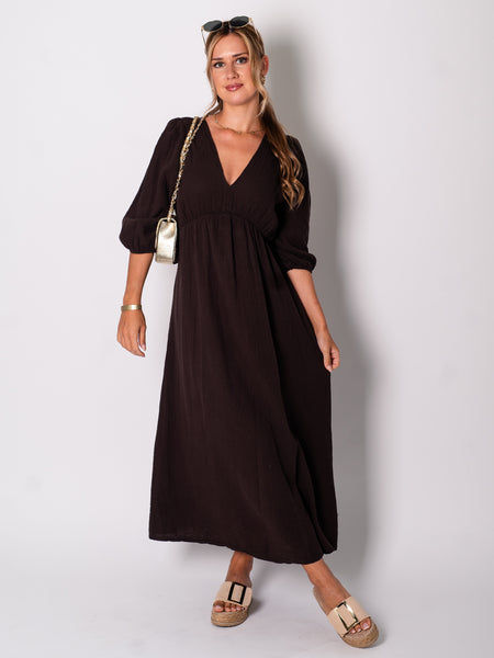 Amelia Musselin Kleid - Espresso