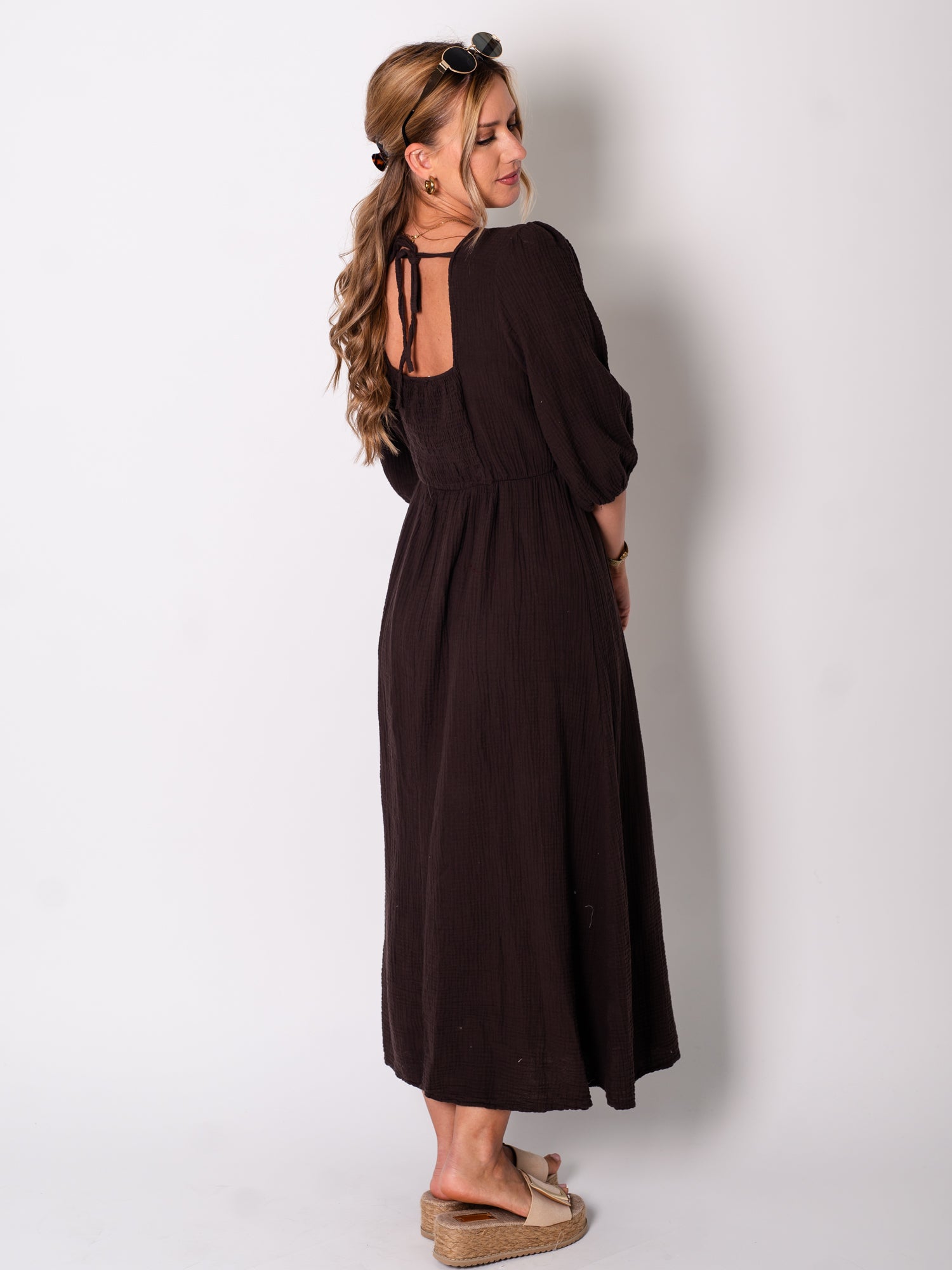 Amelia Musselin Kleid - Espresso