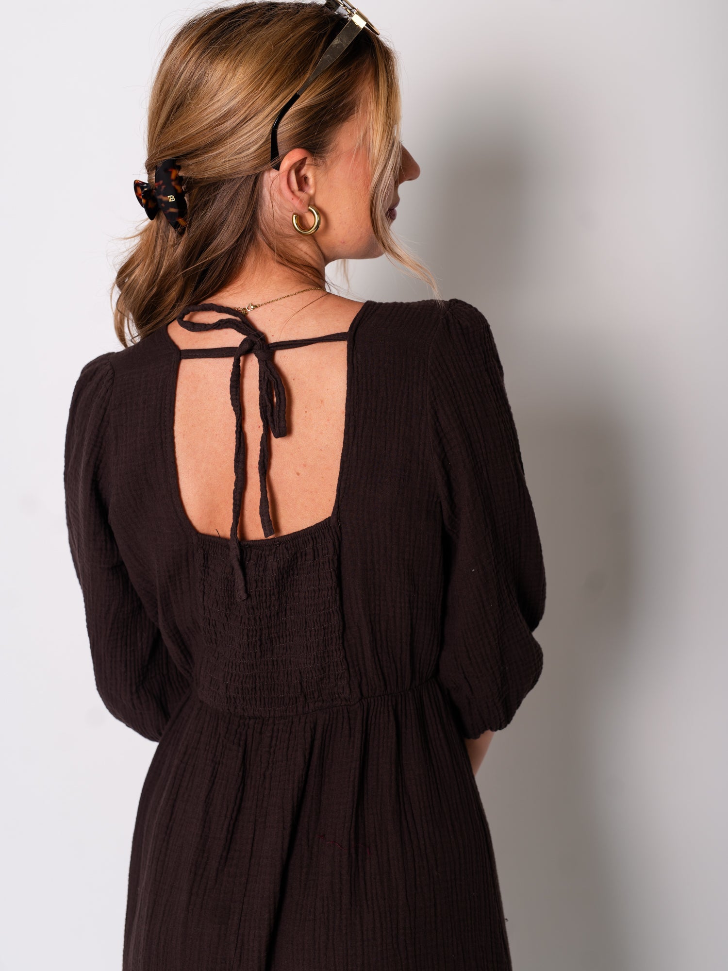 Amelia Musselin Kleid - Espresso