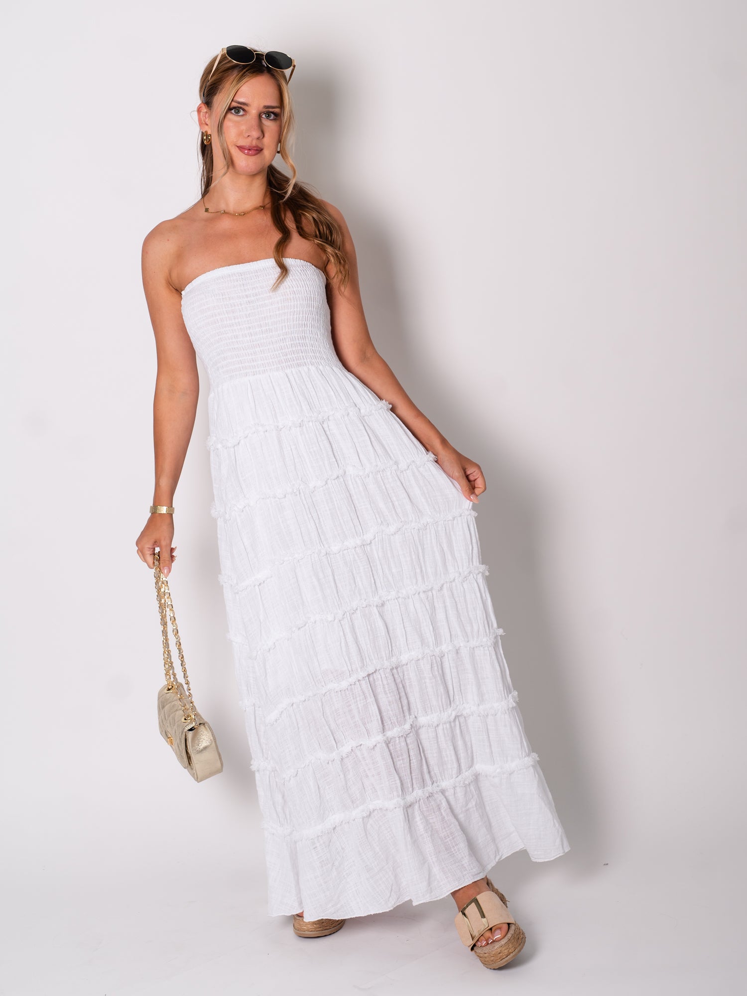 Luna Bandeau Maxi Kleid - Weiß