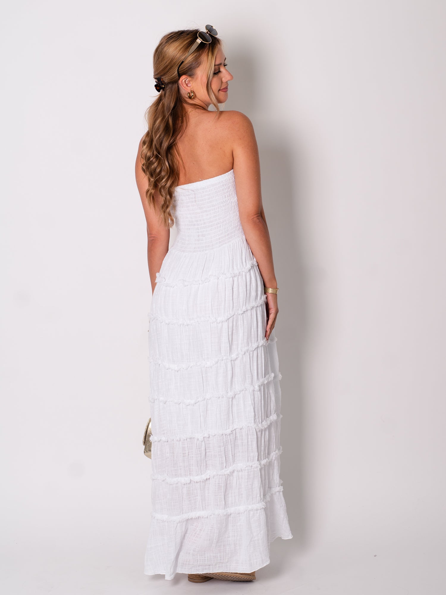 Luna Bandeau Maxi Kleid - Weiß