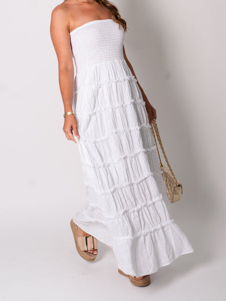 Luna Bandeau Maxi Kleid - Weiß