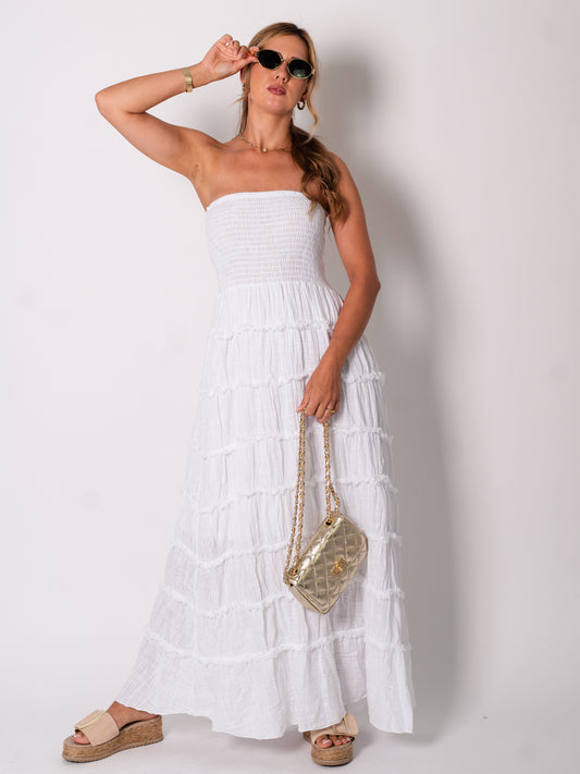 Luna Bandeau Maxi Kleid - Weiß