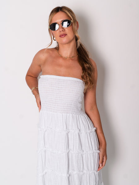 Luna Bandeau Maxi Kleid - Weiß