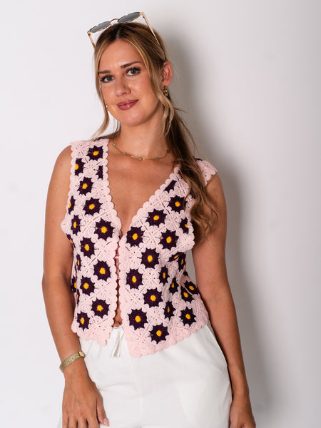 Fleur Strickweste - Rosa/Lila