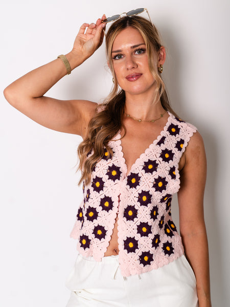 Fleur Strickweste - Rosa/Lila
