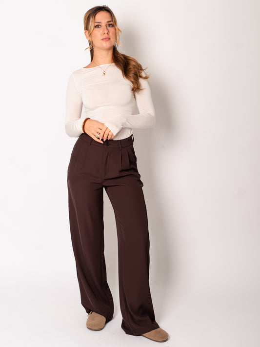 Milly Wideleg Stoff Hose - Braun