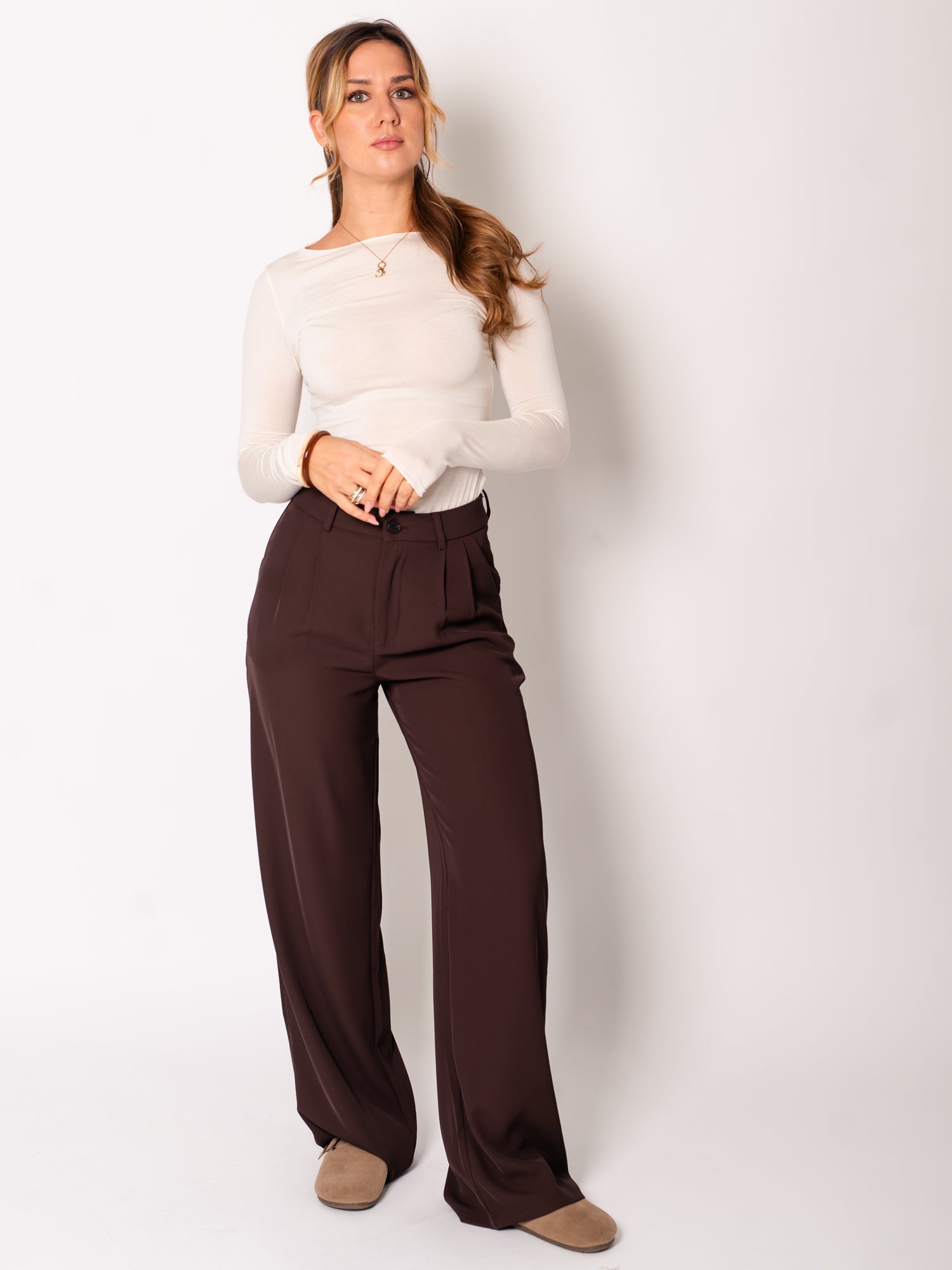 Milly Wideleg Stoff Hose - Braun