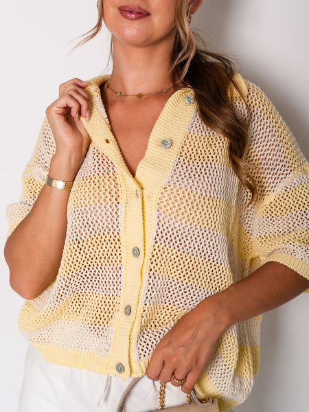 Sailor Strick Oberteil - Beige/Gelb