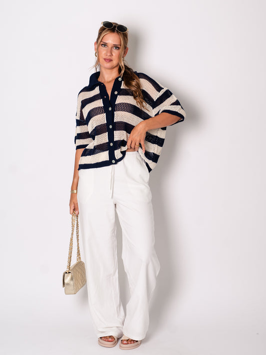 Sailor Strick Oberteil - Beige/Navy