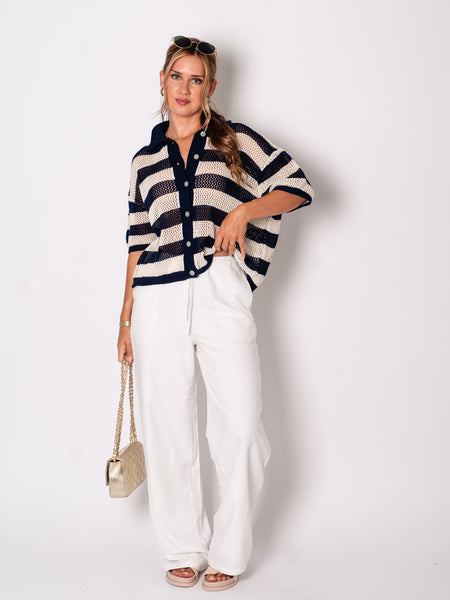 Sailor Strick Oberteil - Beige/Navy