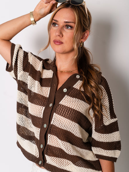 Sailor Strick Oberteil - Beige/Braun
