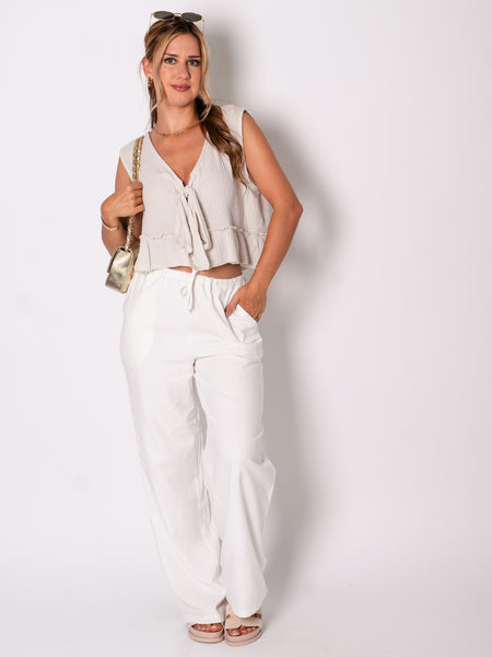 B-Ware 701. Linen Hose - Weiß S/M
