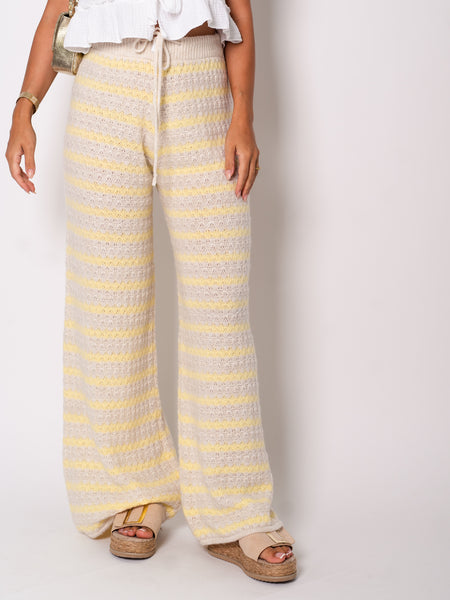 Kassia Strick Hose - Beige/Gelb