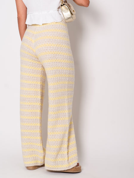 Kassia Strick Hose - Beige/Gelb