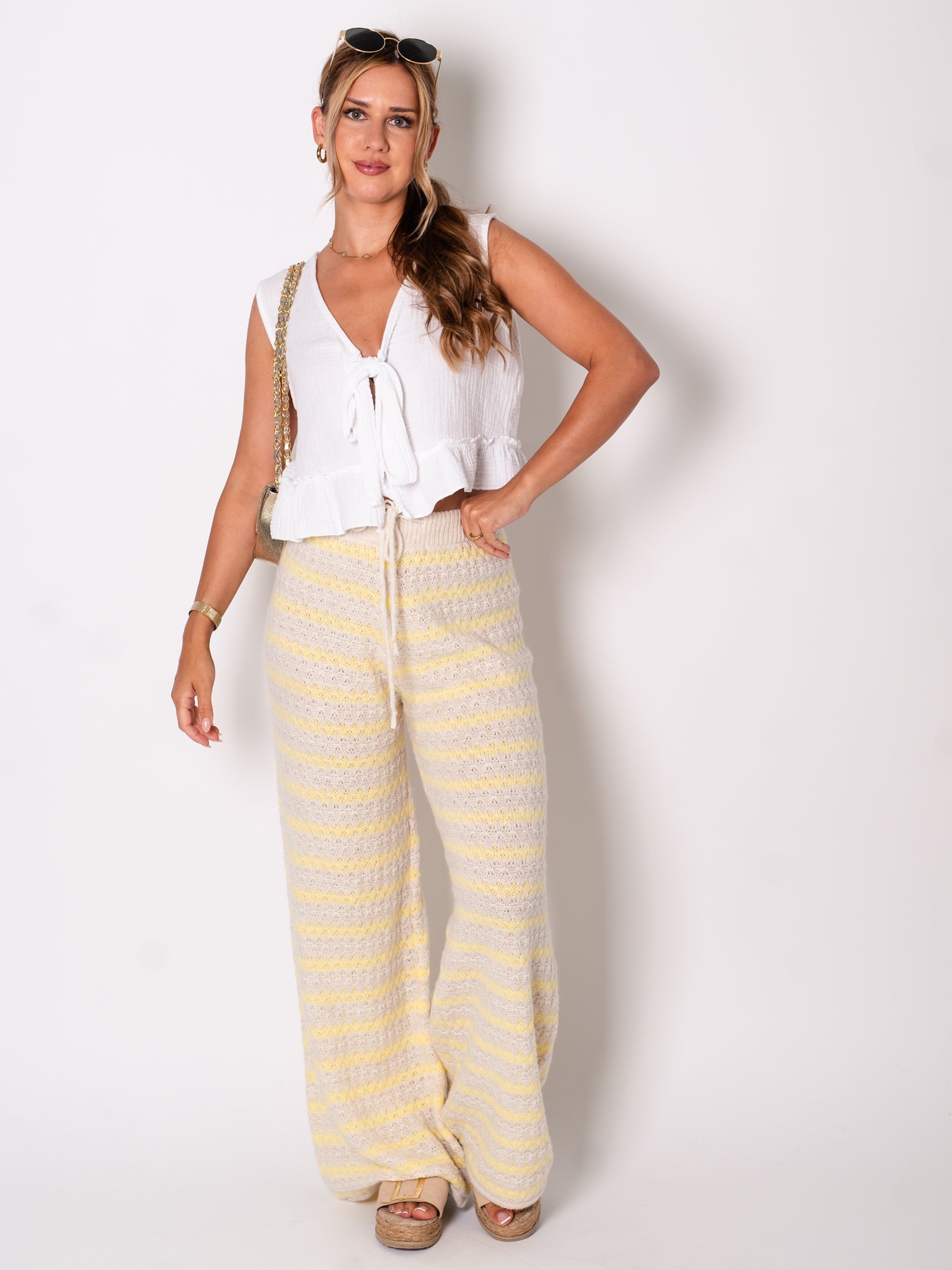 Kassia Strick Hose - Beige/Gelb