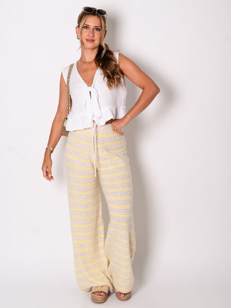 Kassia Strick Hose - Beige/Gelb