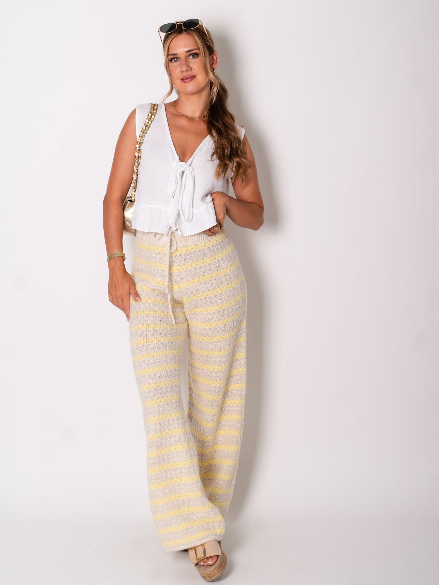 Kassia Strick Hose - Beige/Gelb