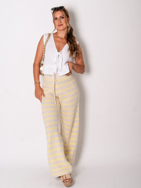 Kassia Strick Hose - Beige/Gelb