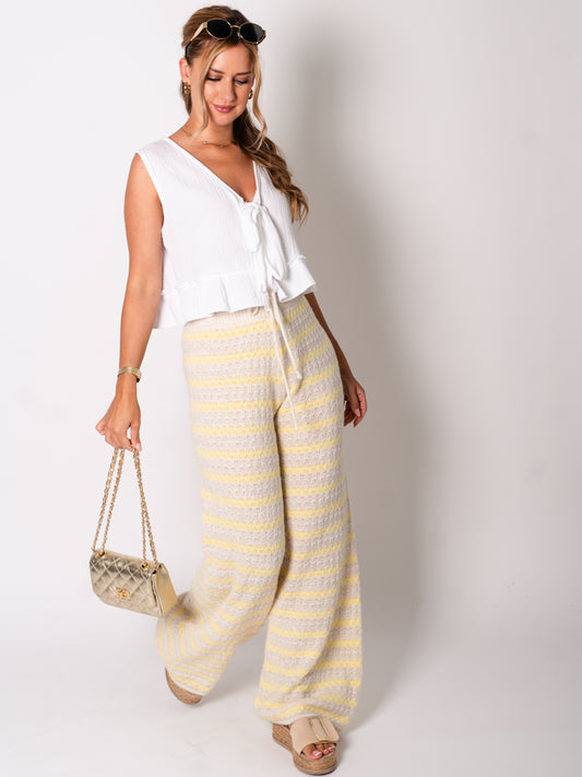 Kassia Strick Hose - Beige/Gelb