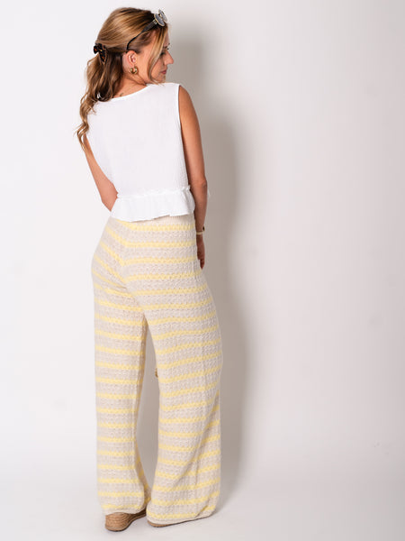 Kassia Strick Hose - Beige/Gelb