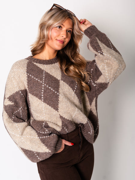 College Pullover - Coffee/Taupe