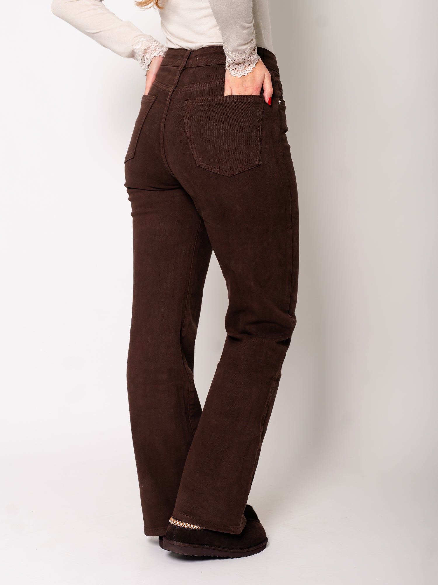 Brownie Wideleg Jeans - Braun