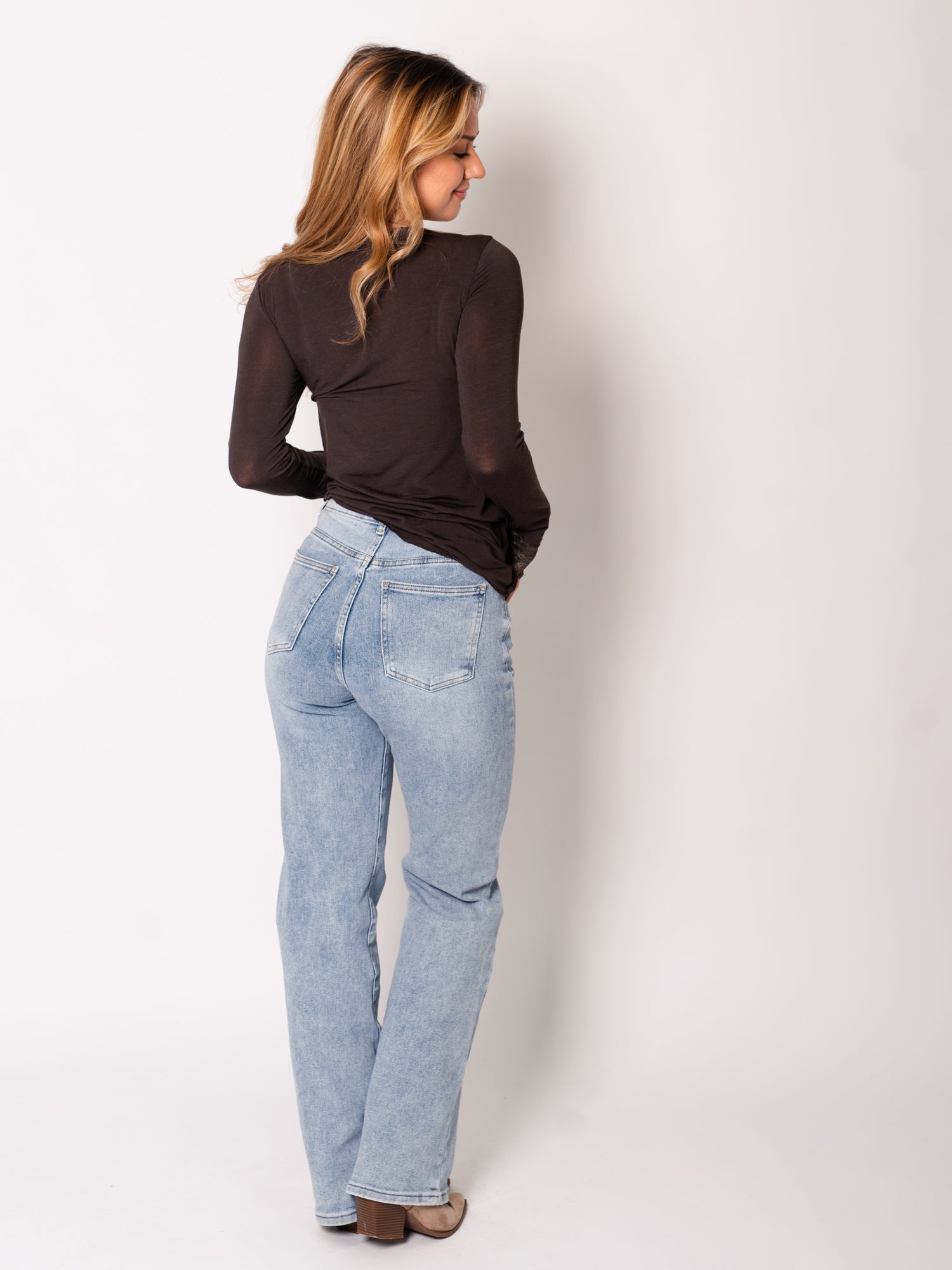 Lace Cashmere Longsleeve - Dunkelbraun