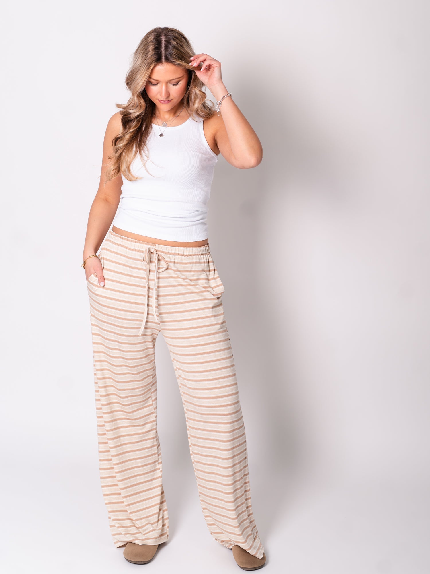 Streifen Hose - Beige