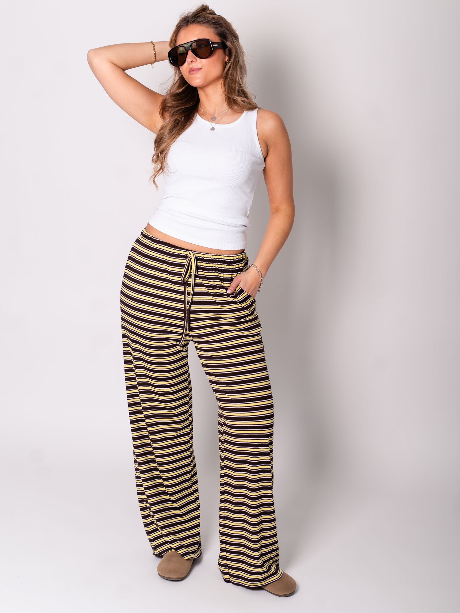 Streifen Hose - Gelb/Braun
