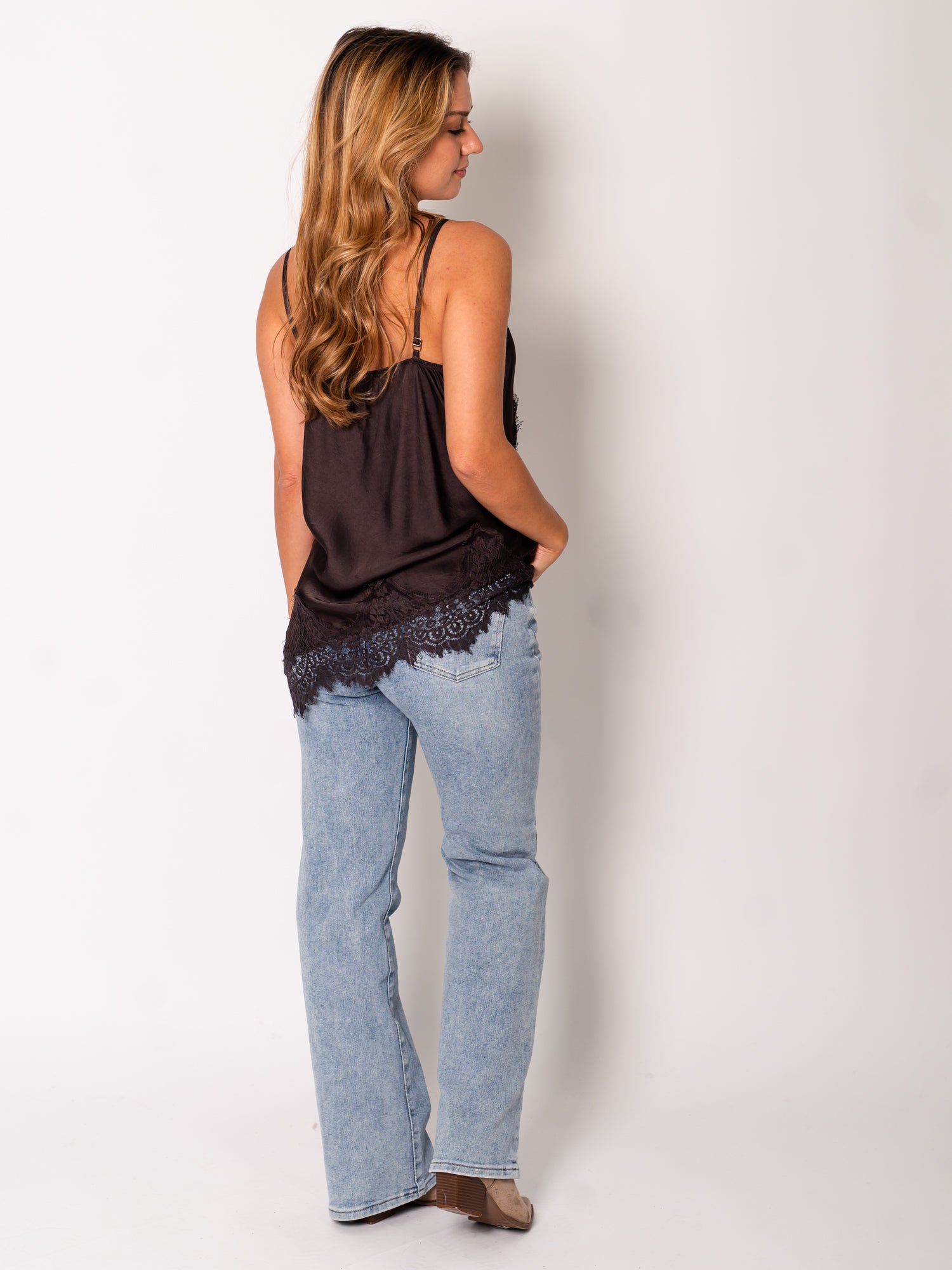 Lace Silk Top - Braun