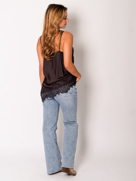 Lace Silk Top - Braun