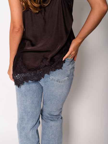 Lace Silk Top - Braun