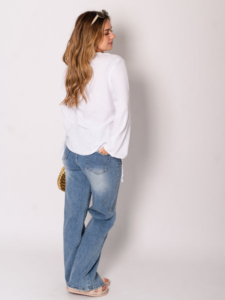 Zoey Musselin Binde Bluse - Weiß