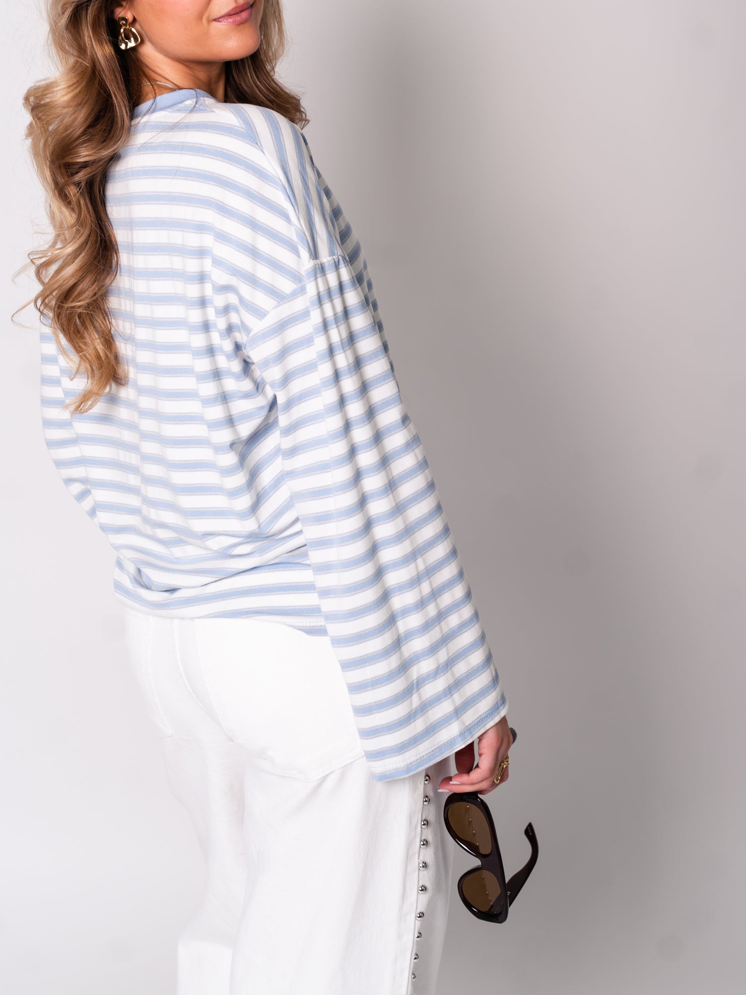B-Ware 819. Streifen Longsleeve - Blau/Weiß