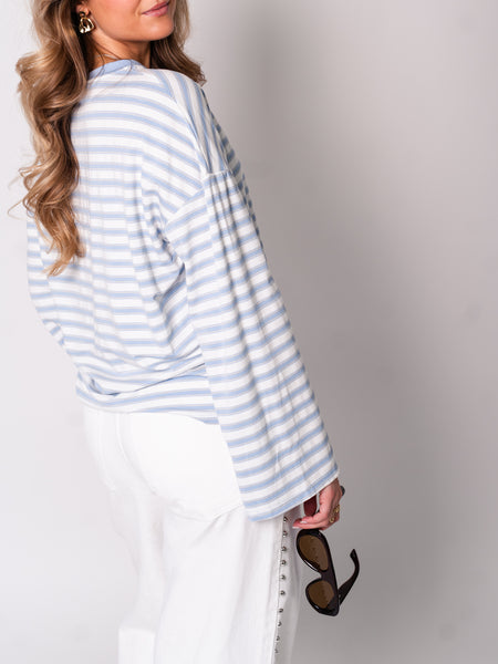 B-Ware 819. Streifen Longsleeve - Blau/Weiß