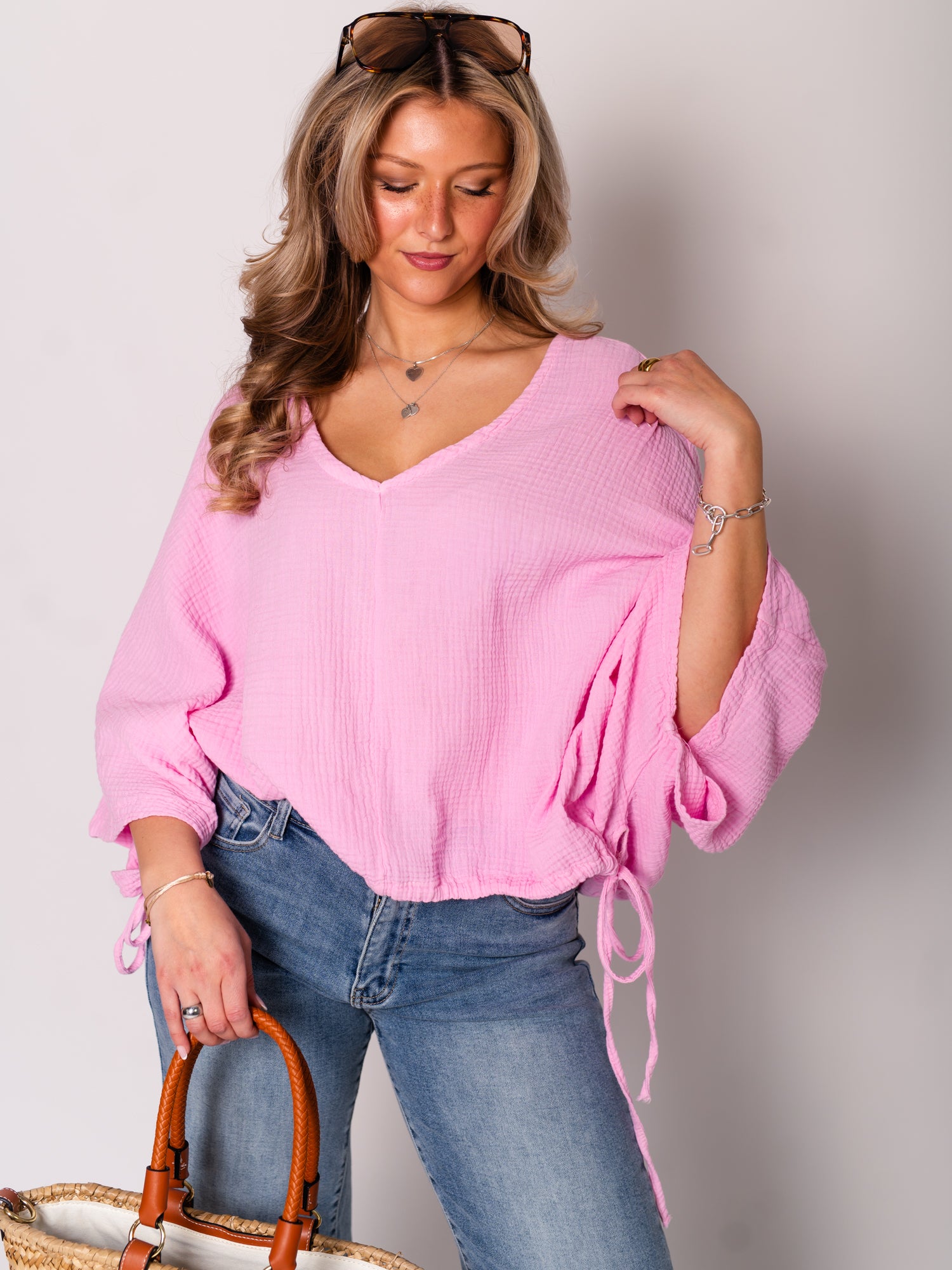Breeze Musselin Bluse - Rosa
