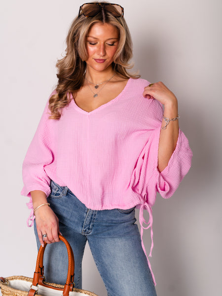 Breeze Musselin Bluse - Rosa