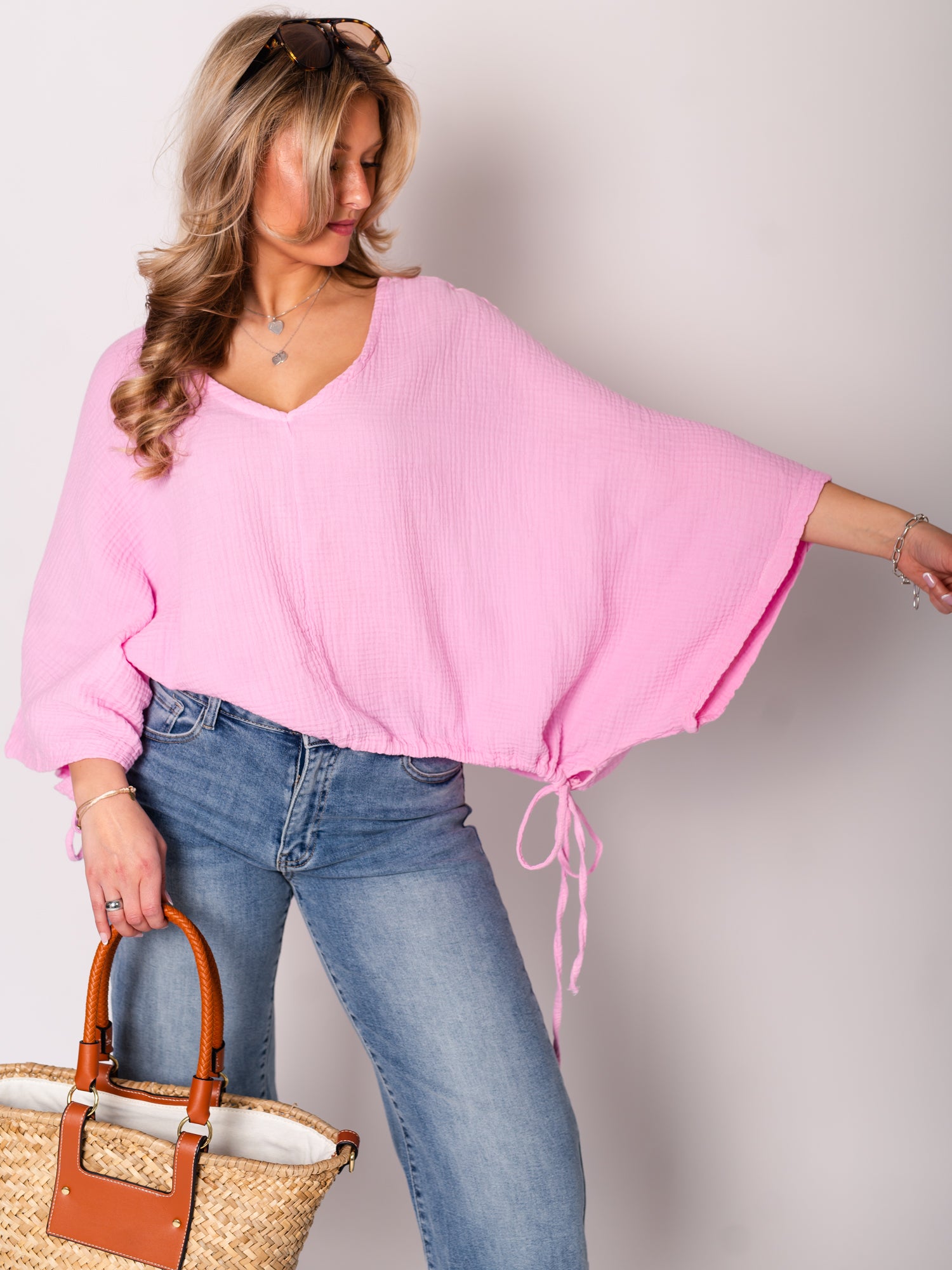Breeze Musselin Bluse - Rosa