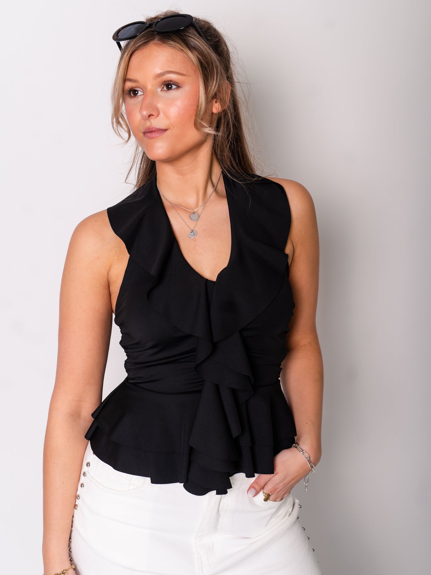 Summer Rüschen Top - Schwarz