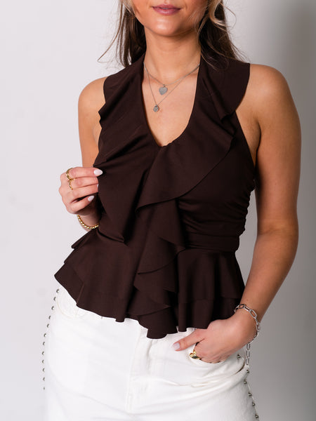 Summer Rüschen Top - Espresso