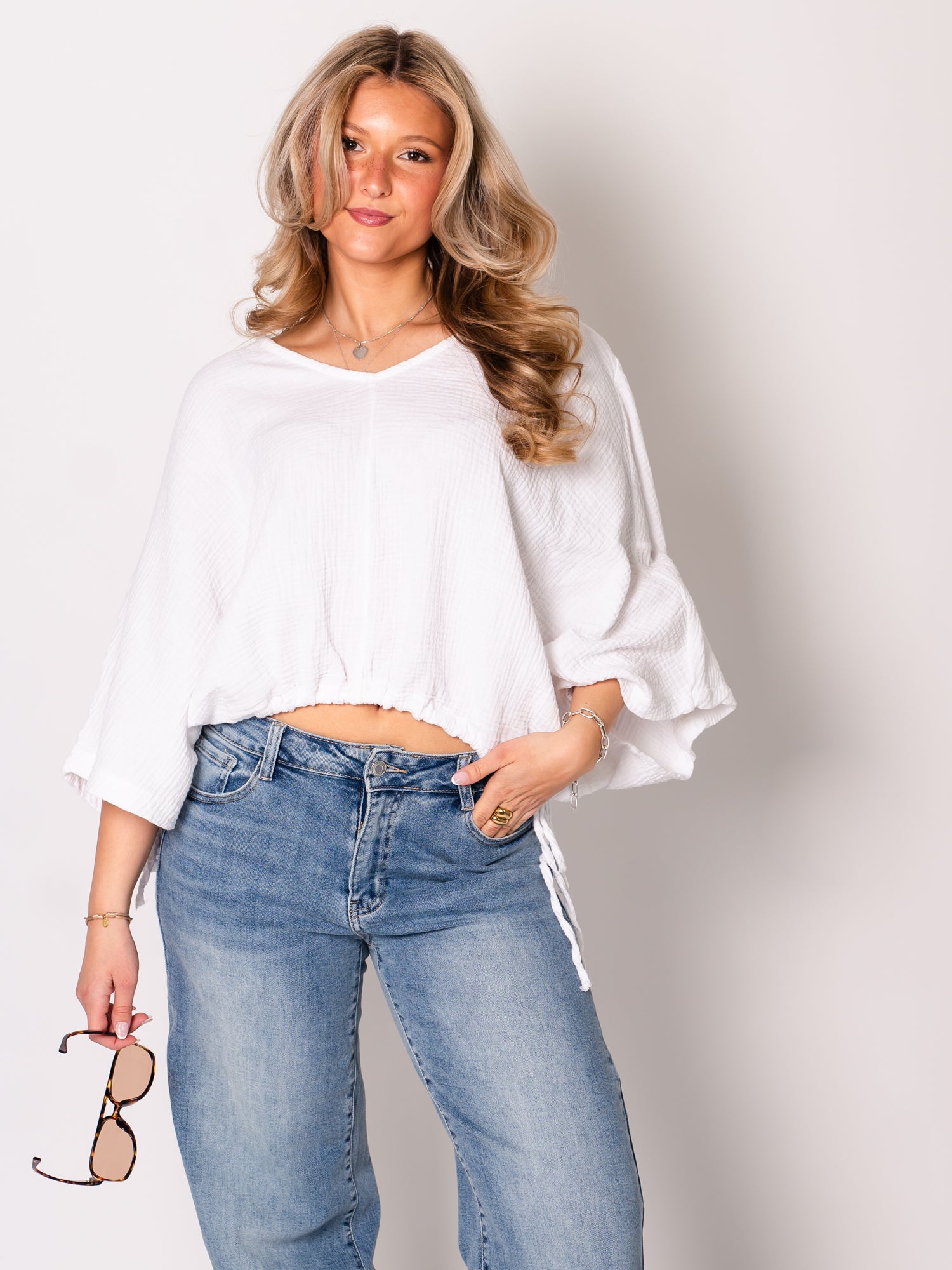 Breeze Musselin Bluse - Weiß