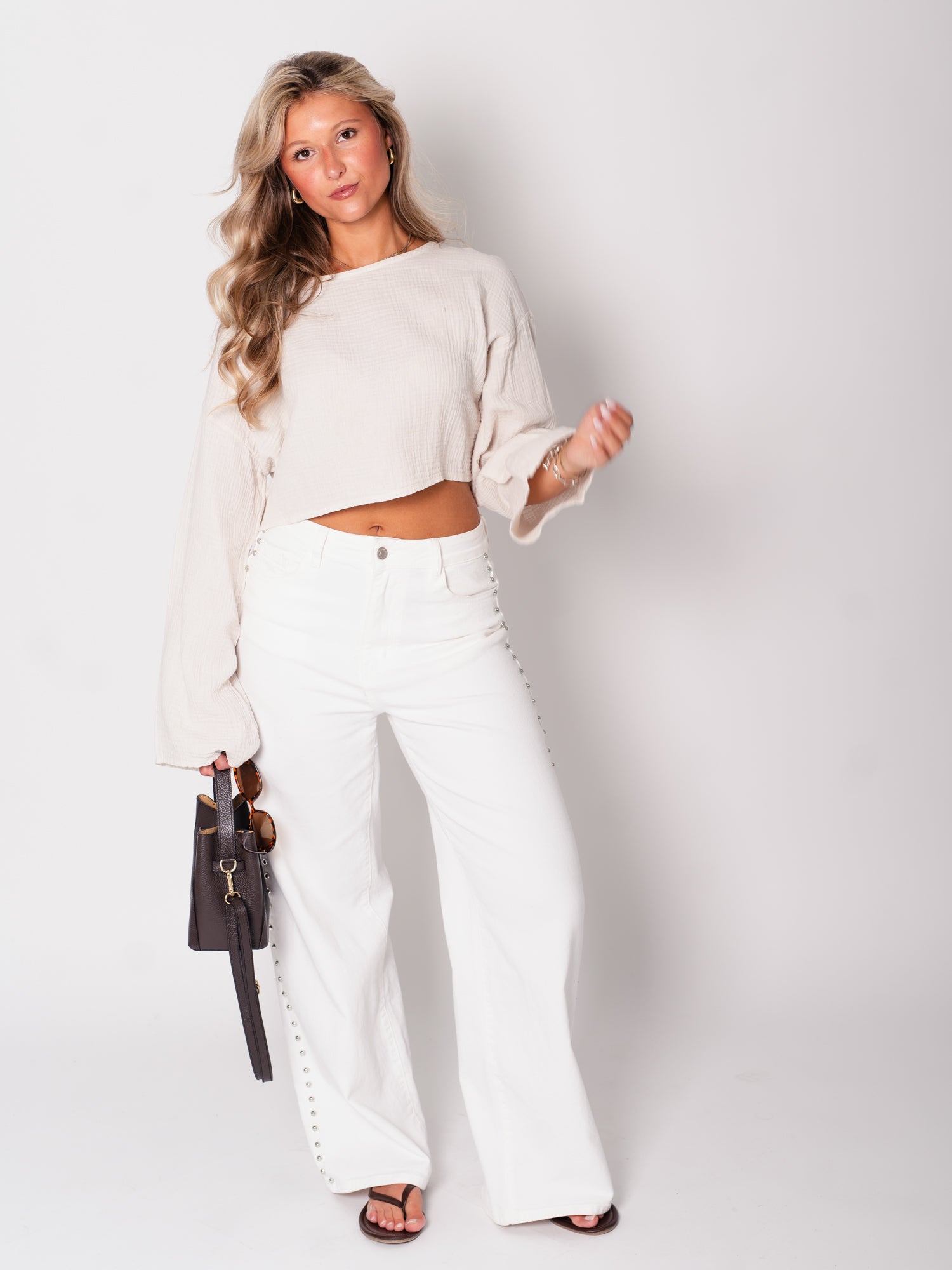 Ayla Musselin Bluse - Beige