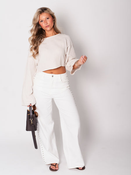 Ayla Musselin Bluse - Beige