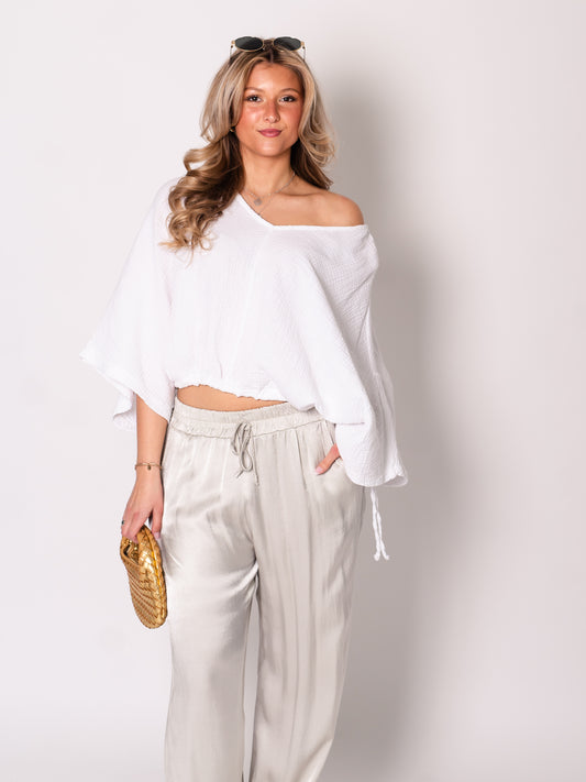 Breeze Musselin Bluse - Weiß