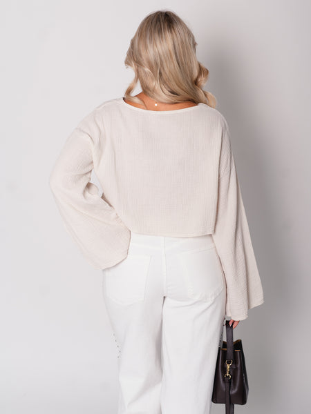 Ayla Musselin Bluse - Beige