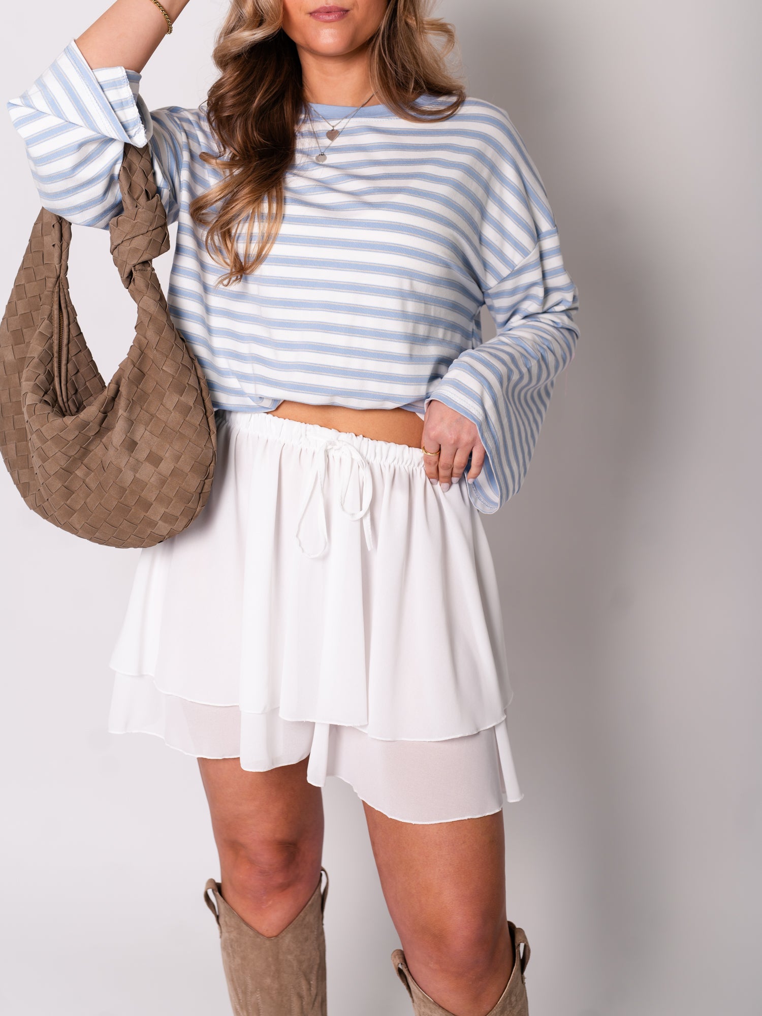 B-Ware 822. Flowy Volant Skort - Weiß