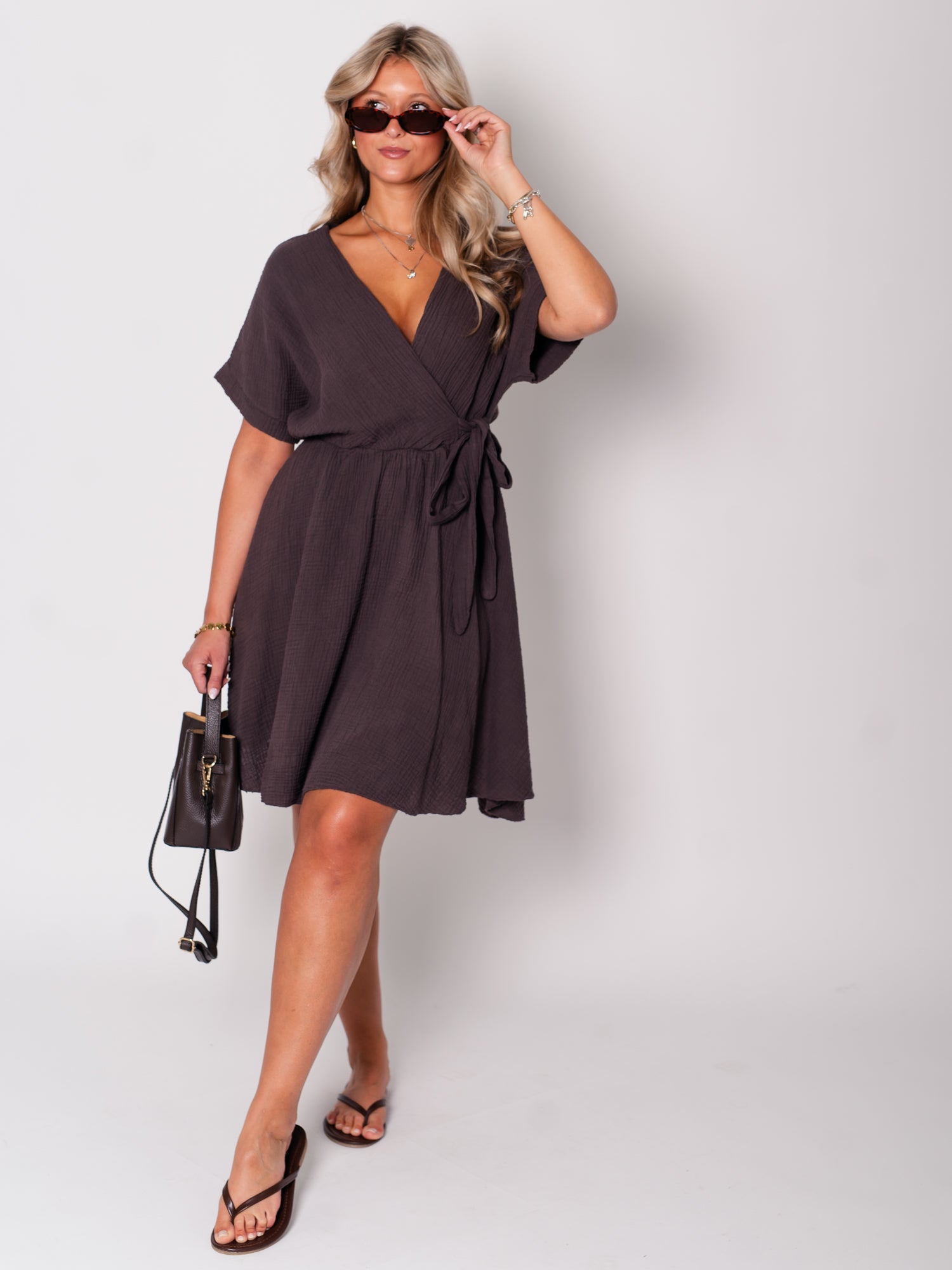 Felina Shirt Musselin Kleid - Espresso